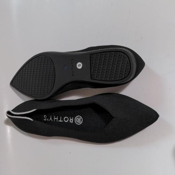 ROTHY'S THE POINT BLACK SOLID WOMEN'S FLAT SHOES - Picture 3 of 16